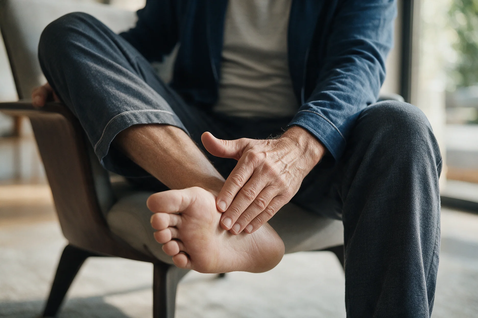 A patient discussing neuropathy symptoms with a clinician.